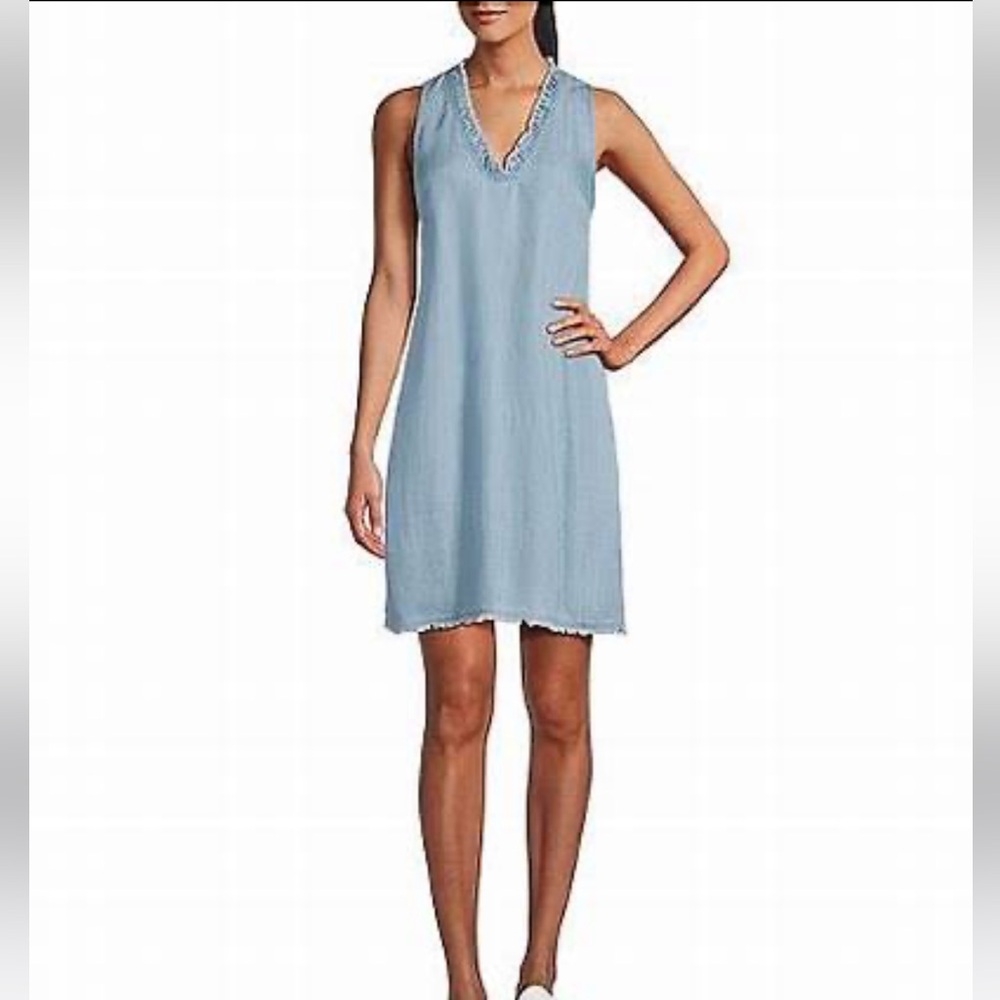 Tommy Bahama Chambray ruffle shift Dress size small NWT